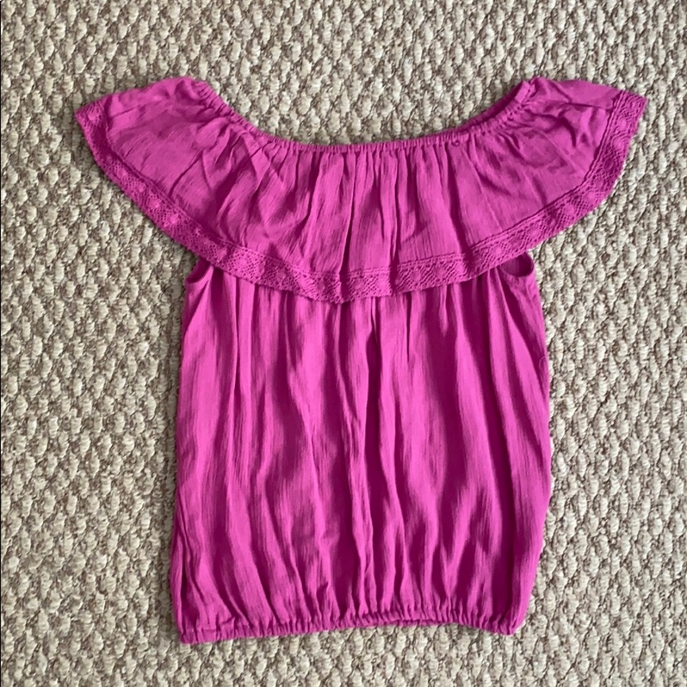 purple off the shoulder top